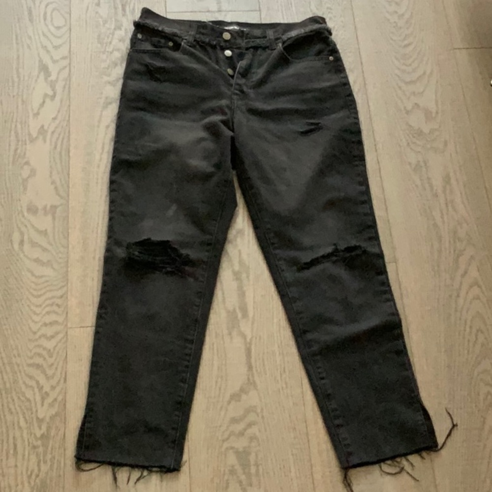 NEON BLONDE Black Distressed Women's Jeans Siren MOM fit.